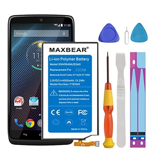 Motorola Droid Turbo Battery, (Upgraded) MAXBEAR 4000mAh 3.85V Li-Polymer Replacement Battery SNN5949A for for Motorola Droid Turbo EQ40 XT1254 XT1225 XT928 XT885 with Repair Tool kit.