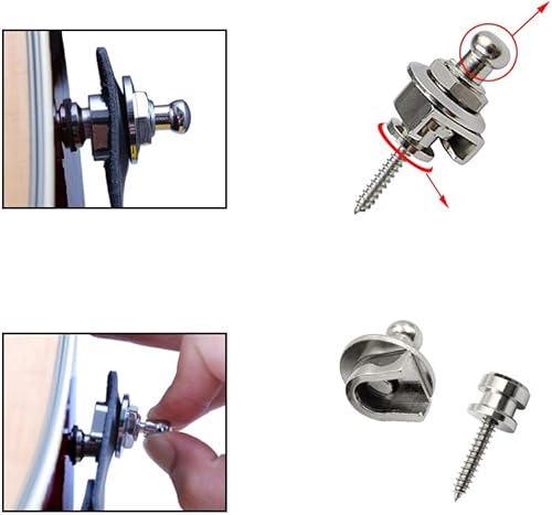 Miniatura 3 de Wolfride Correa de guitarra Bloqueo de correa de seguridad Botones de bloqueo Reemplazo de liberación rápida Correa de guitarra Cerraduras Negro