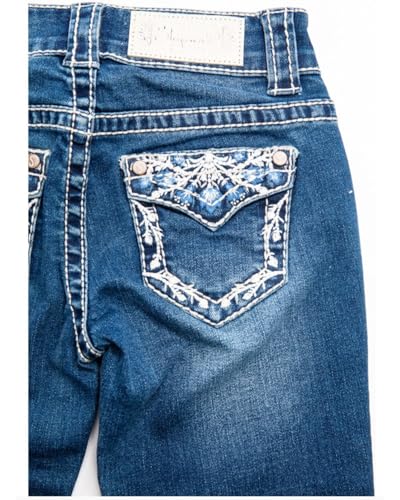Shyanne Girls' Medium Wash Swirl Floral Embroidered Bootcut Jeans Girls' Medium Wash Swirl Floral Embroidered Bootcut Jeans -2