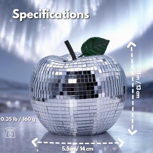 Image of Valentines-Day Disco-Ball Decor Apple Mirrorball - Apple Shaped Home Decor for Party, Home, Room Decoration, Retro Disco Party Decorations, 5 Inch Mirror Disco Apple for Table Decor