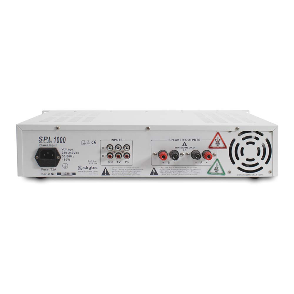 Skytec SPL1000MP3 White Stereo Power Amplifier Home HiFi 19 Inch Rack