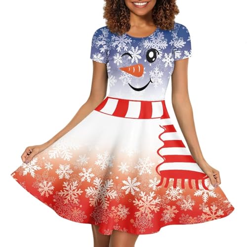Image of POLERO Sunflower Dress for Women Floral Summer Dresses Short Sleeve Casual Sundresses Midi Dresses