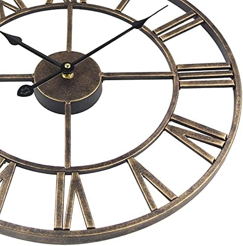 Miniatura 4 de Timelike Reloj de pared decorativo grande, reloj de pared de metal industrial europeo con número romano, decoración del hogar, ideal para sala de