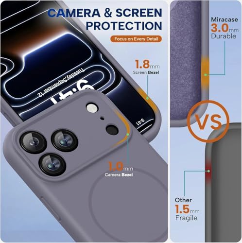 Image of mobistyle Magnetic Silicone Back Cover for iPhone 17 Pro Max 6.9-Inch, Compatible with Mag-Safe, Silky Soft Touch, Shock Absorbing Phone Cover Case with Camera Lens Protection (Grey)