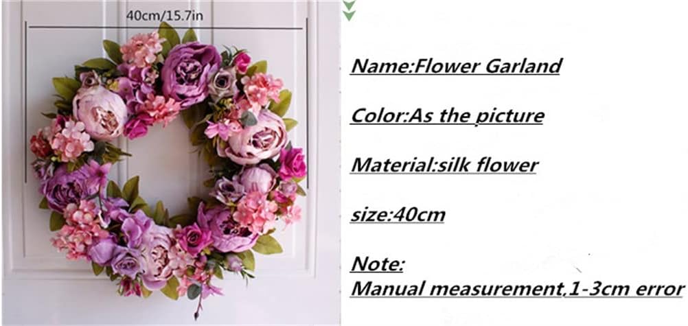 Light Flower Natural Rattan Garland Retro Door Wall Decoration Peony Artificial Wreath Wedding Decor