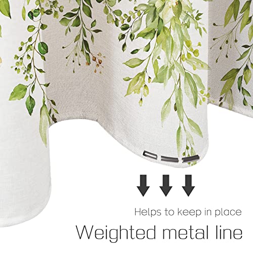 Tititex Fragile Sprout Grass Green Eucalyptus Shower Curtain Sets, Watercolor Leaves on The Top Plant with Floral Bathroom Decoration 72x84 Inch with Hooks