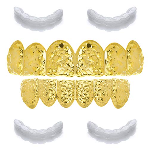 Metaltree98® Grillz Solid NUGGET Gold Plated Teeth Top & Bottom LS 616 G