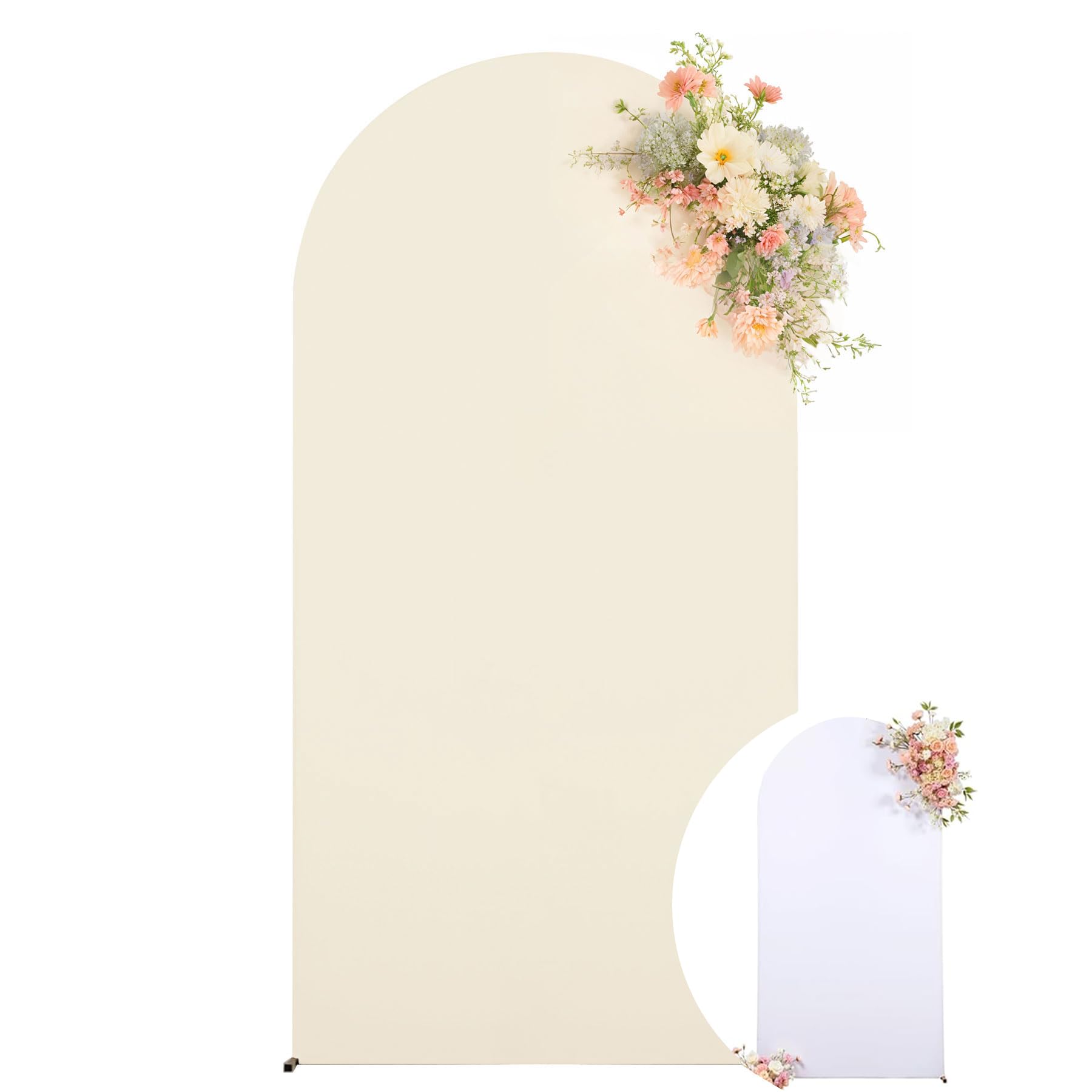 6FT Wedding Arch Backdrop Cover, Stretchy Arch Covers Round Top Chiara Backdrop Cover for Wedding Birthday Party Baby Shower Banquet Arch Decor(White+