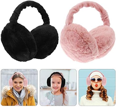 VORCOOL 2pcs Faux Furry Earmuffs Winter Warm Outdoor Ear Covers Headband Soft Fluffy Plush Ski Earmuffs for Women Girls