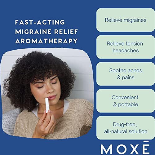 Moxē Migraine Relief Nasal Inhalers, Essential Oils For Headaches & Tension Relief, Portable Aromatherapy, Easy-To-Use, Pure & Undiluted, Peppermint, Spearmint, Eucalyptus, Tea Tree, Usa Made, 3 Pack #TOP2