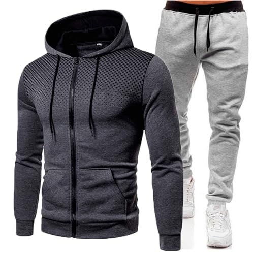 Chándal completo para hombre de invierno 2 piezas sudadera con capucha y pantalones conjunto chaqueta de jogging traje de felpa completo gimnasio hombre ropa deportiva chándales de hombre en oferta