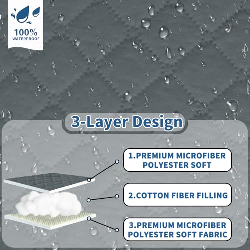 YSTELLAA Couchbezug L Form 3 Sitzer 100% Wasserdicht, Sofa Überzug Ecksofa rutschfest, Couch Bezug L-Form Universal, Reversibel Couch Überzug Ecksofa Waschbar, Dunkelgrau