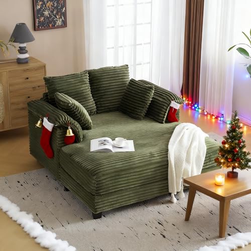 VINGLI Lounge Chair, 56" Oversized Reading Chair Corduroy Chaise Sofa