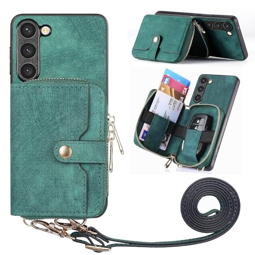 Étui portefeuille vert en cuir pour Samsung Galaxy A22 4G avec clapet magnétique