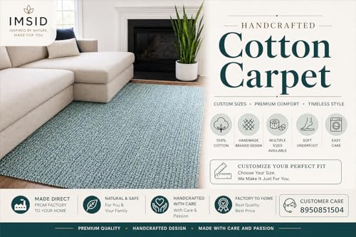 Image of Premium Hand Braided Cotton Rectangular Carpet 1.5x6 Feet | Soft & Durable Floor Rug for Living Room, Bedroom & Kids Room | Anti-Slip, Washable & Eco-Friendly Color -Multi Mixx