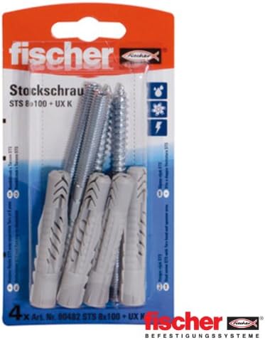 Fischer 90486 10 x 100 mm STS Plus UX K SB-SaMo Stud Screw - Multi-Colour (4-Piece)
