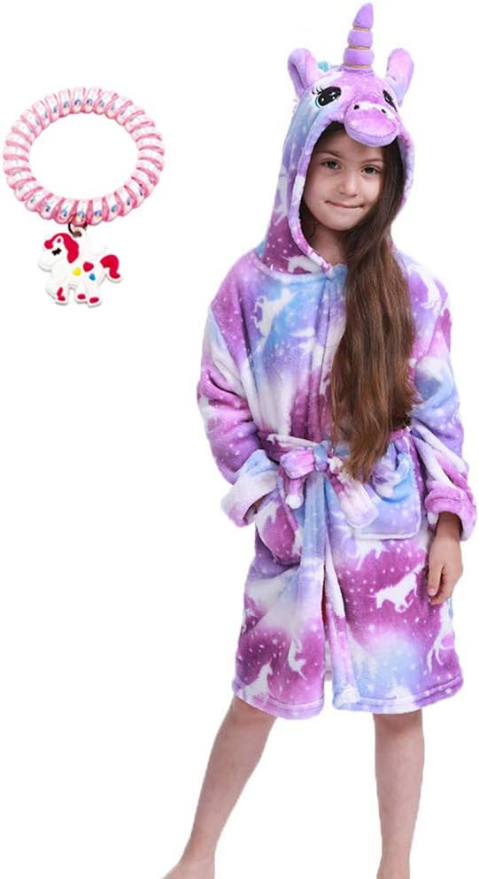 RGTOPONE Kids Soft Bathrobe Unicorn Fleece Sleepwear Comfortable Loungewear