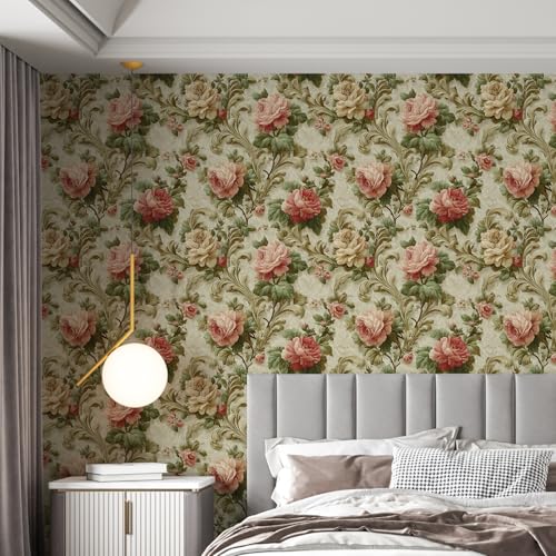 Image of PAPER PLANE DESIGN Vintage Floral Vinyl Self Adhesive Wallpaper Peel & Stick, Waterproof, Stain-Proof | 16 in X 90 in, Decor for Bedroom, Hallway, Living Room (A)