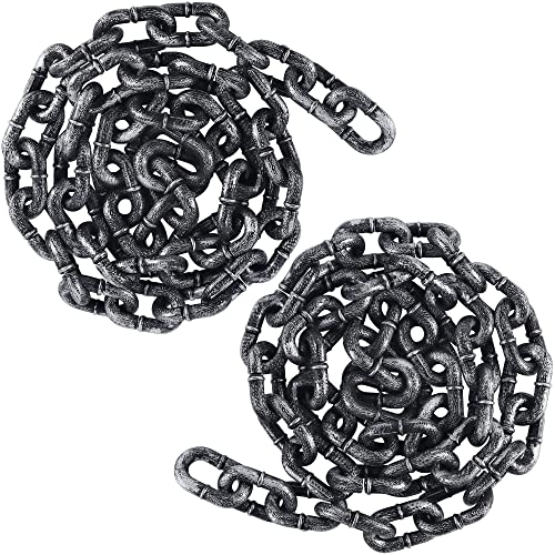 Zcaukya 2 Pcs Halloween Plastic Chain, 6 FT Halloween Props Fake Chains, Plastic Chain Links Creepy Costumes Accessories Haunted House Decor