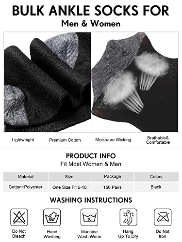 Hicarer 150 Pairs Men's Cushion Ankle Socks Breathable Casual Comfort Men Low Cut Sock for Sports Outdoor Running2