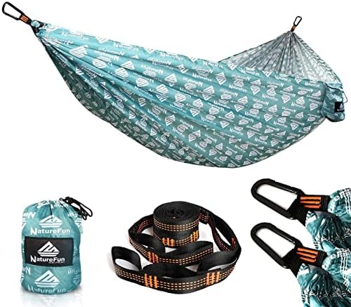 NATUREFUN Ultra-Light Travel Camping Hammock | 300kg Load Capacity,Breathable,Quick-drying Portable Hammock(275 x140cm) | 2 x Premium Carabiners,2 x Nylon Slings Included | Outdoor Indoor Garden
