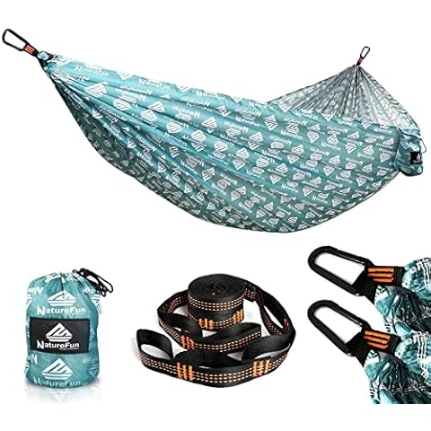 NATUREFUN Ultra-Light Travel Camping Hammock | 300kg Load Capacity,Breathable,Quick-drying Portable Hammock(275 x140cm) | 2 x Premium Carabiners,2 x Nylon Slings Included | Outdoor Indoor Garden Cover