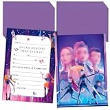 Luclay Einladungskarten Kindergeburtstag Kpop 12 PCS Einladungskarten Geburtstag mit Umschläge Partyeinladungen Lila Gastgeschenke Geburtstag für Junge Mädchen Happy Birthday Invitation