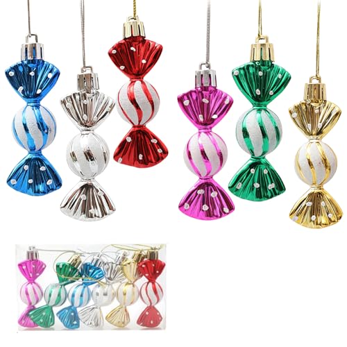 LUMOOM 6 Stück Weihnachtsbaum Süßigkeiten Anhänger,...