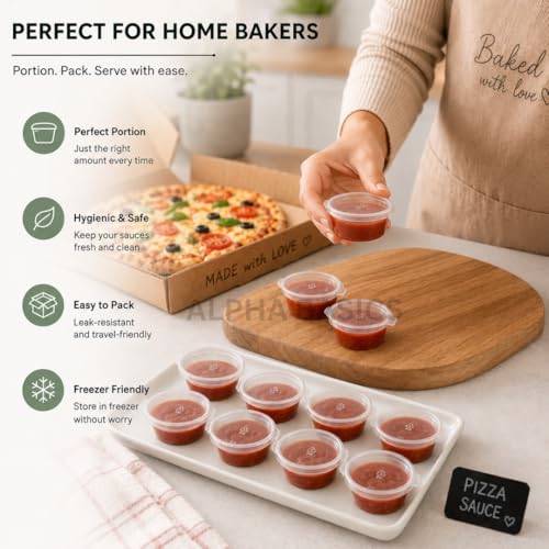 Image of Alpha Basics 25ml (Pack of 100) Plastic mini container with Attached Lid Multipurpose Packaging cups with transparent body