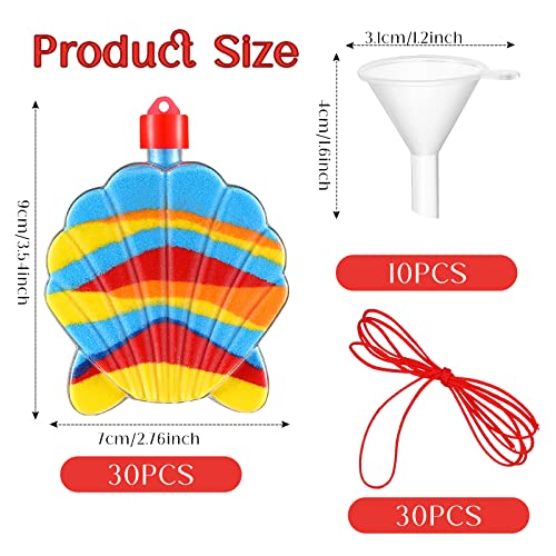 Yinkin 30 Pcs Sand Art Bottle Shell Necklaces Art Craft Bulk for Kids Craft Party Supplies Party Favors DIY Activity Group Included 10 Pcs Small Clear Plastic Mini Funnels, Sand Not Included by Yinkin - Image 2