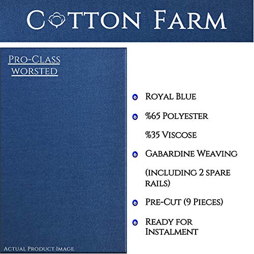 Cotton Farm Master Class, Worsted&Woolen Pool Table Felts/Billiard Cloths, Pre-Cut for 7/8/9 Foot Tables, (Includes Spare Rail Felts) (Royal Blue (Worsted), 8 Ft. Pre-Cut) - Thumbnail 2
