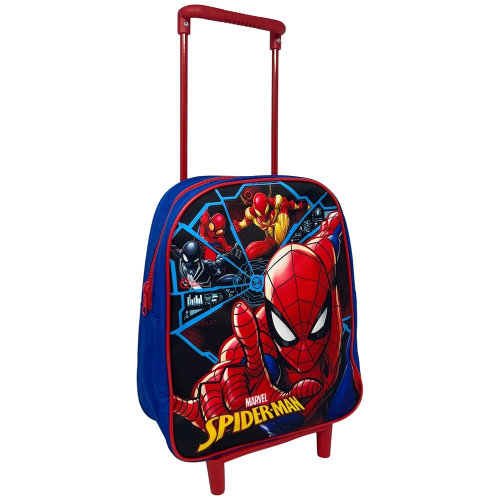 Sac à dos avec trolley sac pour la maternelle sac à dos 28 cm avec roues et poignée extensible, Spiderman, 28 cm