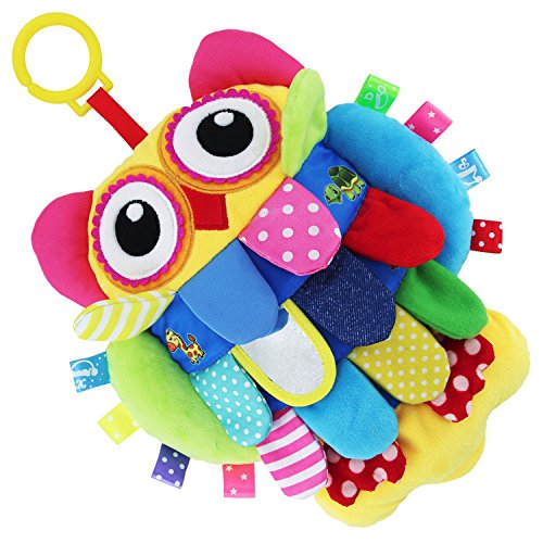 TEYTOY Tissu non toxique pour bébé, motif hibou, plumes, jouets éducatifs en tissu froissé pour tout-petits, nourrissons et enfants, parfait pour une fête prénatale Cover