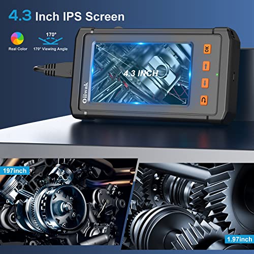Oiiwak Autofocus Borescope Inspection Camera, Upgraded 5Mp 1944P Hd Industrial Endoscope 4.3'' Ips Screen Pipe Wall Automotive Scope Camera Waterproof Snake Camera With 8 Led Lights,32Gb Card (11.5Ft) #TOP5
