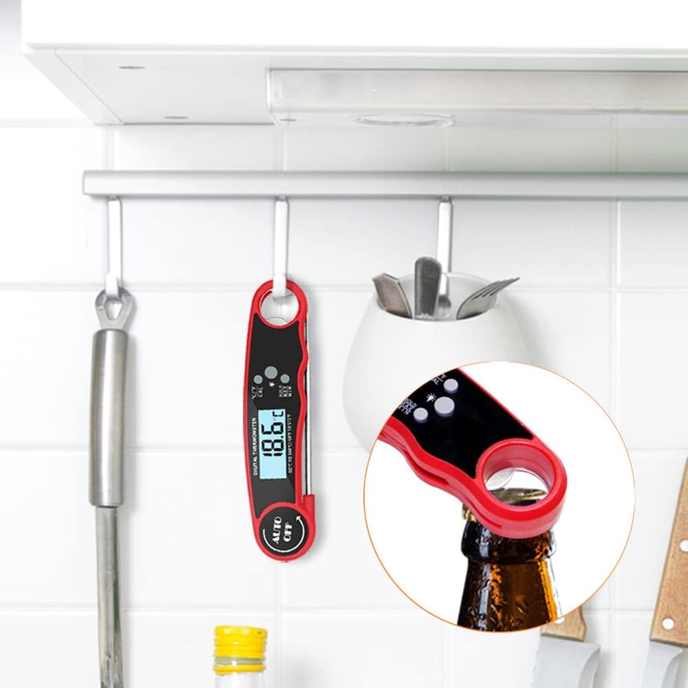 review Instant Read Meat Thermometer, Digital Food Thermometer for Cooking, Kitchen Candy Thermometer with Fahrenheit & Celsius (℉/℃) Switch for Oil Deep Dry BBQ Grill Roast Turkey Smoker (Black)