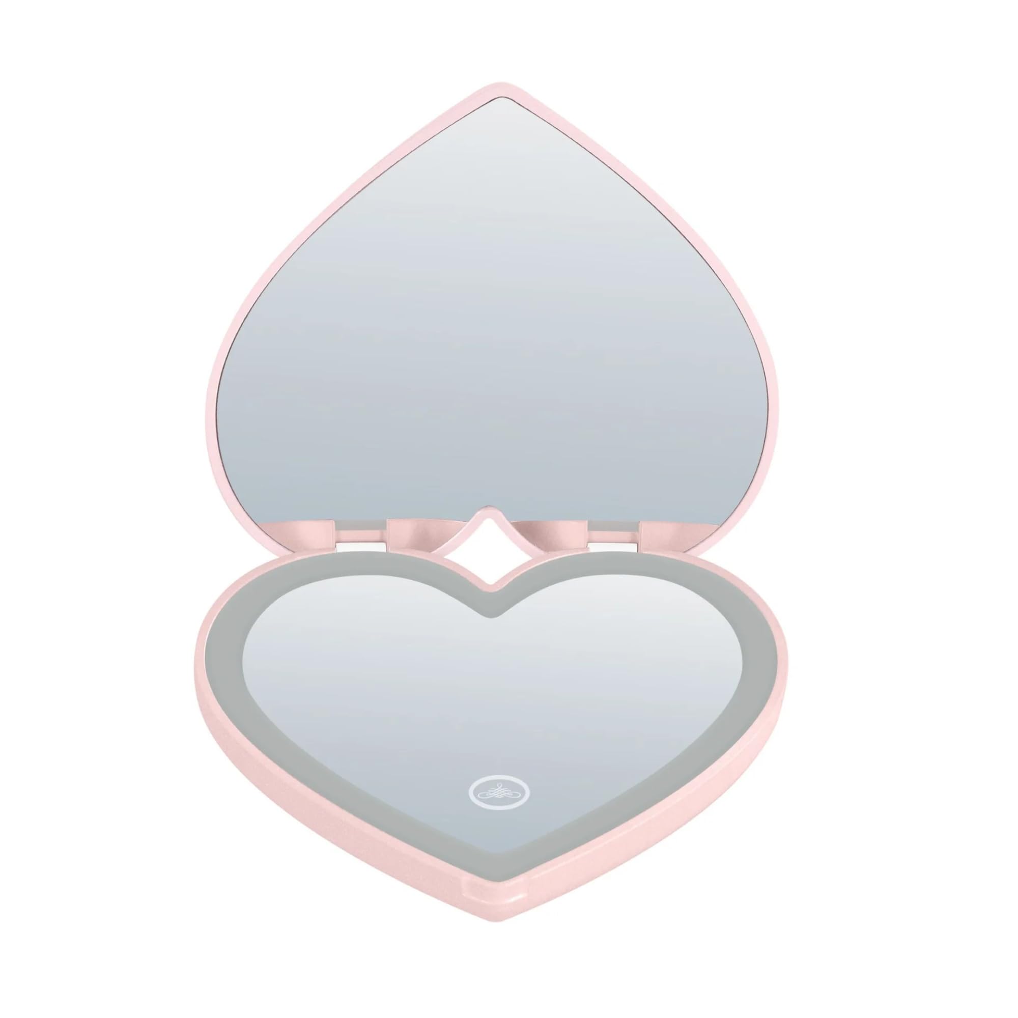 Impressions Vanity Amour - Espejo compacto LED con forma de corazón, iluminación LED en forma de corazón, detalles de aluminio, espejo de maquillaje con iluminación ajustable Tritone, sensor de tacto
