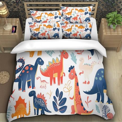 Housse de couette dinosaure 3D parure de lit microfibre résistante 135x200