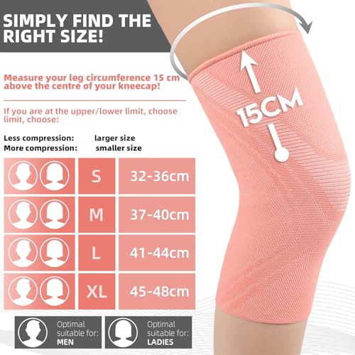 BOODPET Kniebandagen Damen Herren 2er-Pack – Atmungsaktive Kniebandage mit Anti-Rutsch & Gelenkstütze – Knieschoner zur Schmerzlinderung für Fitness, Laufen & Training – Größe XL – Farbe Rosa
