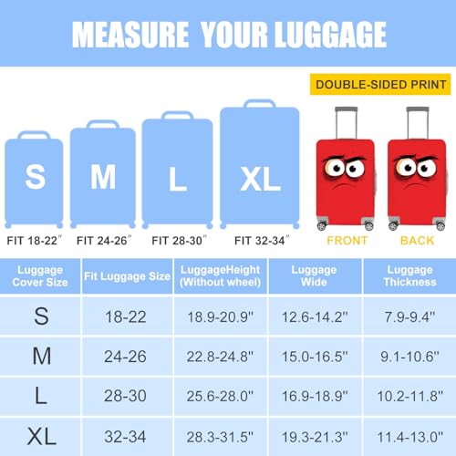 Image of Angry Face Luggage Cover, Washable Funny Cartoon Suitcase Cover, Stretchable Travel Suitcase Protector Anti-scratch Bag Cover,M