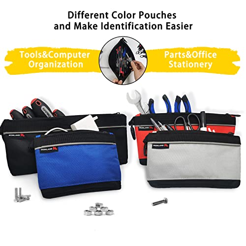 IRONLAND Small Tool Pouches with Zipper, Small Tool Bags, Waterproof Tool Pouch 4 Pack((7/9/10/12 Inch)