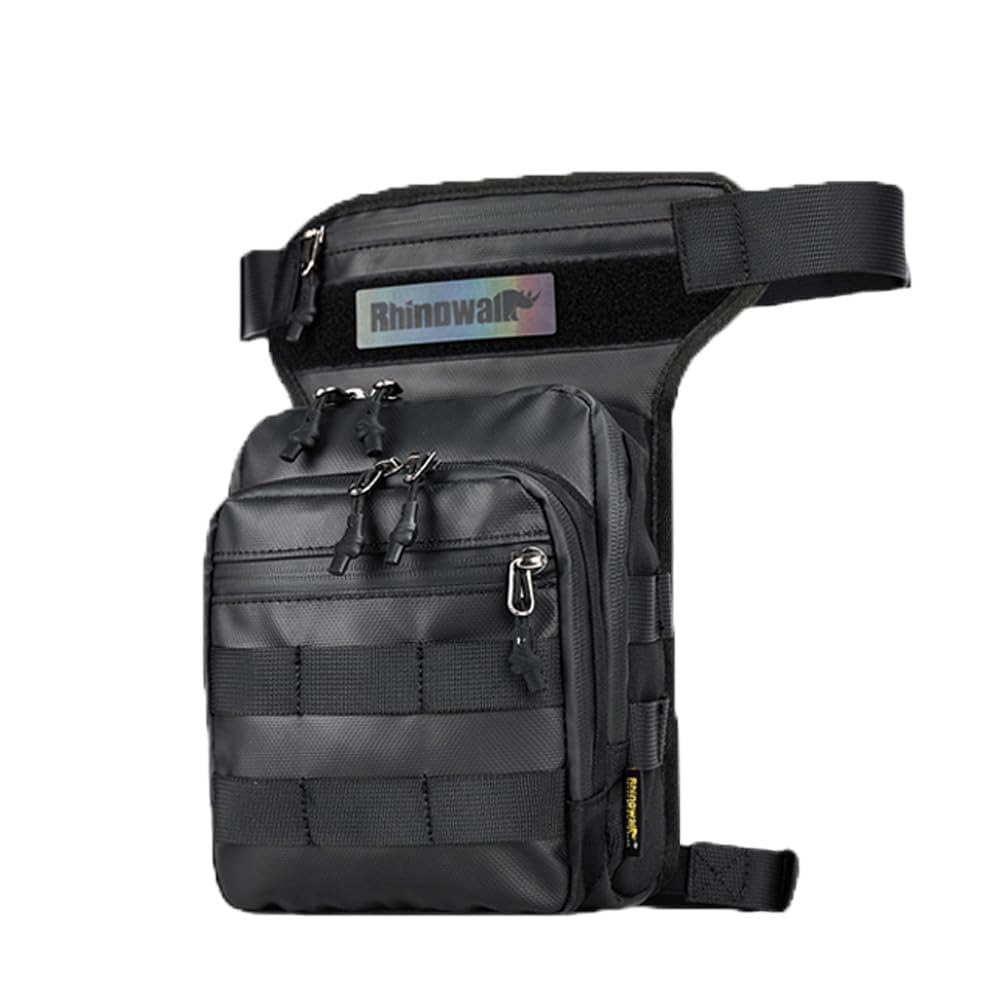 Pernera Moto Bolsa táctica de Viaje for Motocicleta, Bolso Impermeable for teléfono móvil, riñonera, Bolsa for Pierna(Black-01)