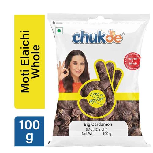 Image of Chukde Moti Elaichi, Big Black Cardamom Whole Spices, 100g