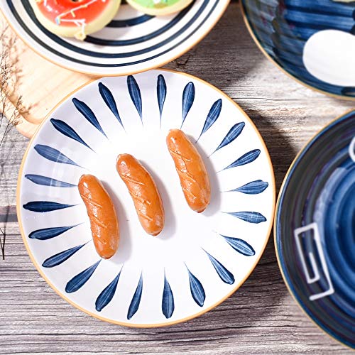 Ceramic Plates Set Of 4, Japanese Ceramic Dinner Plates Set Of 4 For Serving Salad, Pasta, Cheese, Ham, Appetizer, Microwave & Dishwasher Safe #TOP6