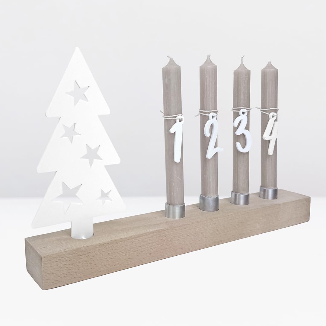 Adventskranz modern aus Holz Kerzenhalter Set länglich Adventsleiste mit Kerzen Boho