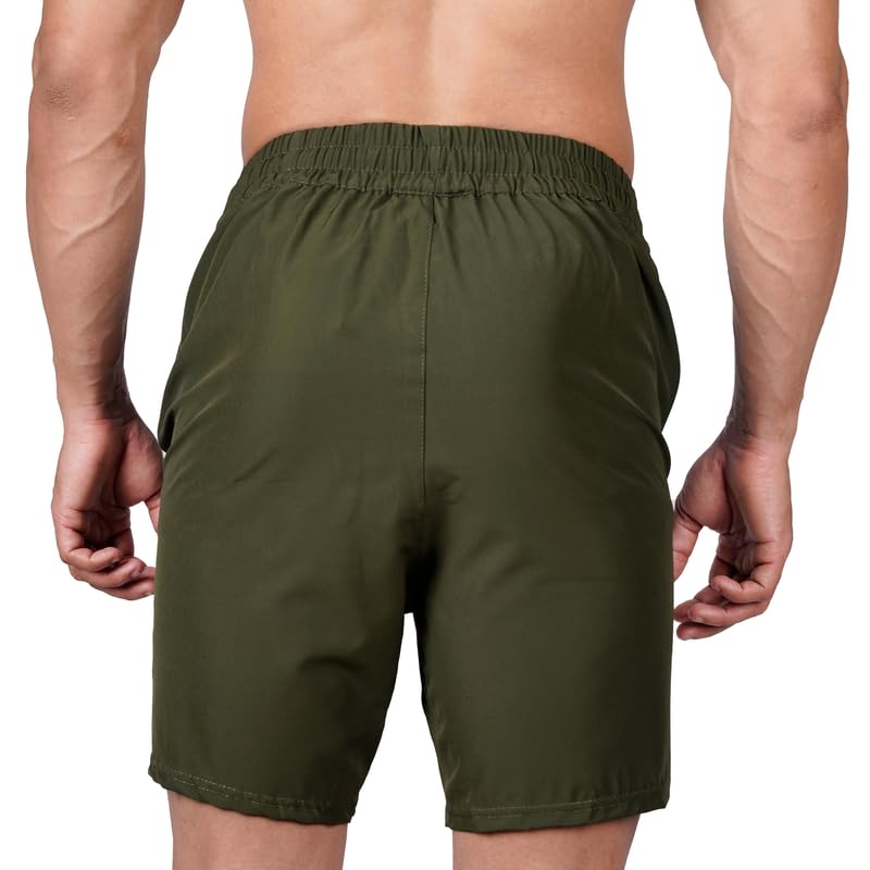 Image of ATICX Polyester Shorts for Men - Quick Dry Lightweight with Zipper Pockets - Gym, Running, Jogging, Training Half Pants for Basketball, Swimming, Badminton, Cycling, Football, Outdoor & Home Wear