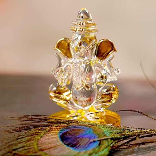 Image of Ganesha Idol for Car Dashboard Cute Ganesh Idol for Car Dashboard | Ganesh Ji | Ganpati Bappa | Ganesh Ji Ki Murti. (Crystal Ganesha)