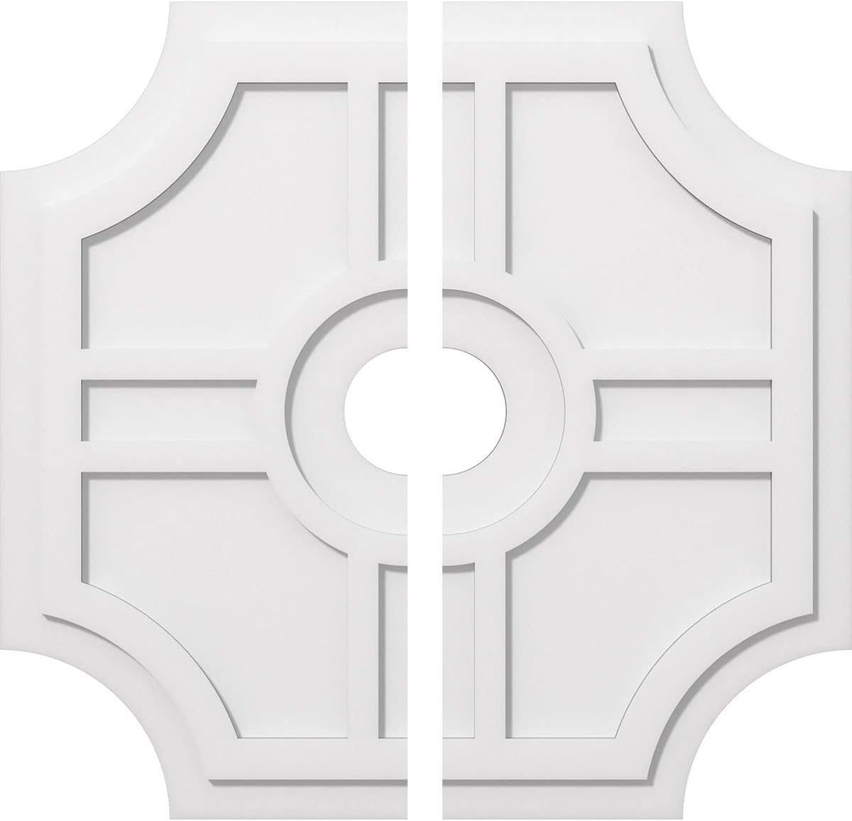 Ekena Millwork CMP32HS2-05000 Haus Architectural Grade PVC Contemporary, Two Piece Urethane Ceiling Medallions 32"OD x 5"ID x 10 1/2"C x 1"P