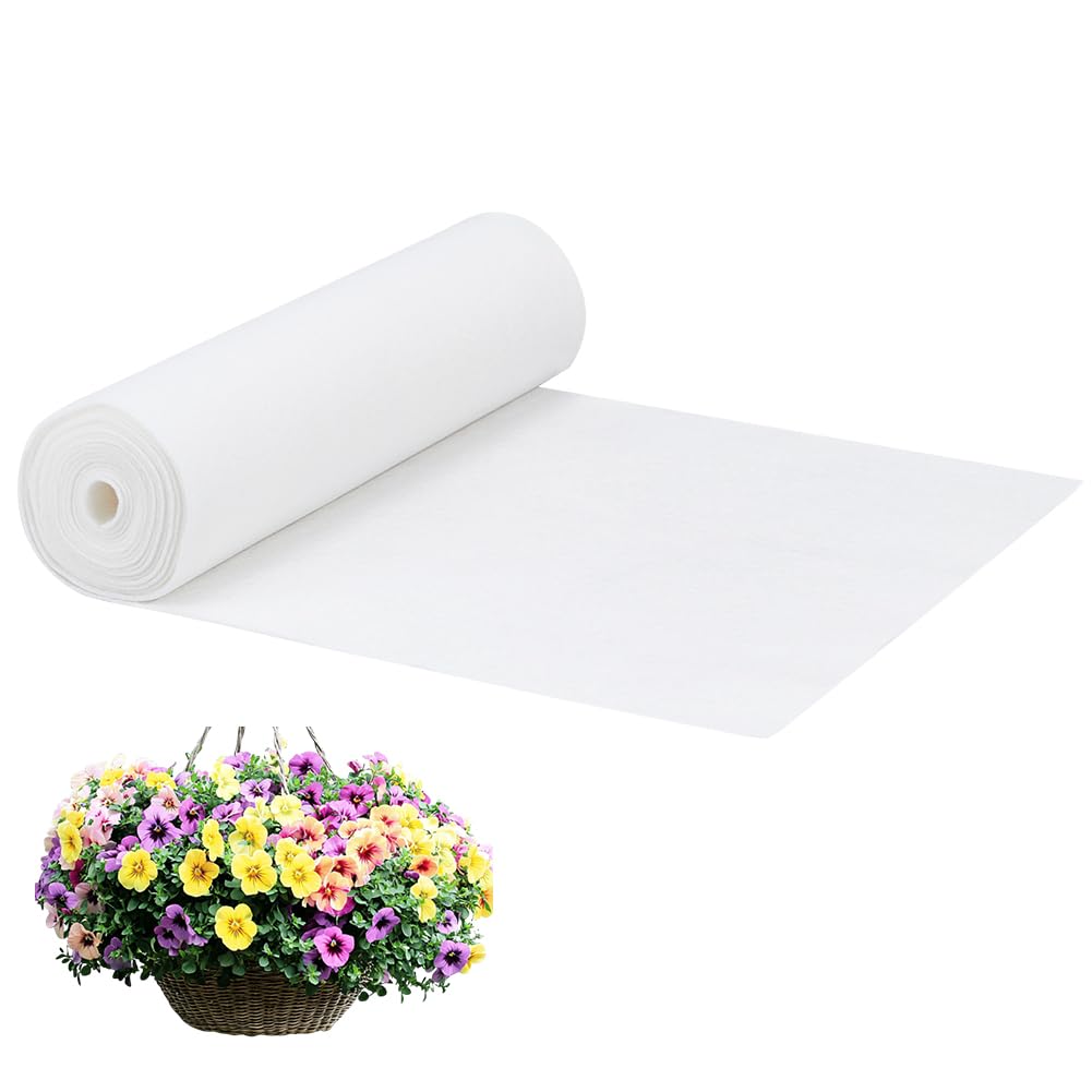 BENECREAT 11.8inchx3.3Yard/30x300cm Self-Watering Hanging Basket Liner, Watering Liners Absorbing Mat, Self Watering Planter Insert Liner Mat for Hanging Baskets Planters Planter Insert Liner