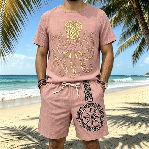 Ensemble short t-shirt homme rayé coupe ample décontractée pour l'été