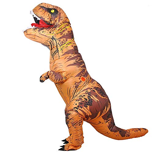 T-Rex Dinosaur Inflatable Costume Halloween Cosplay Blow up Outfit Fancy Dress Adult Toys Brown